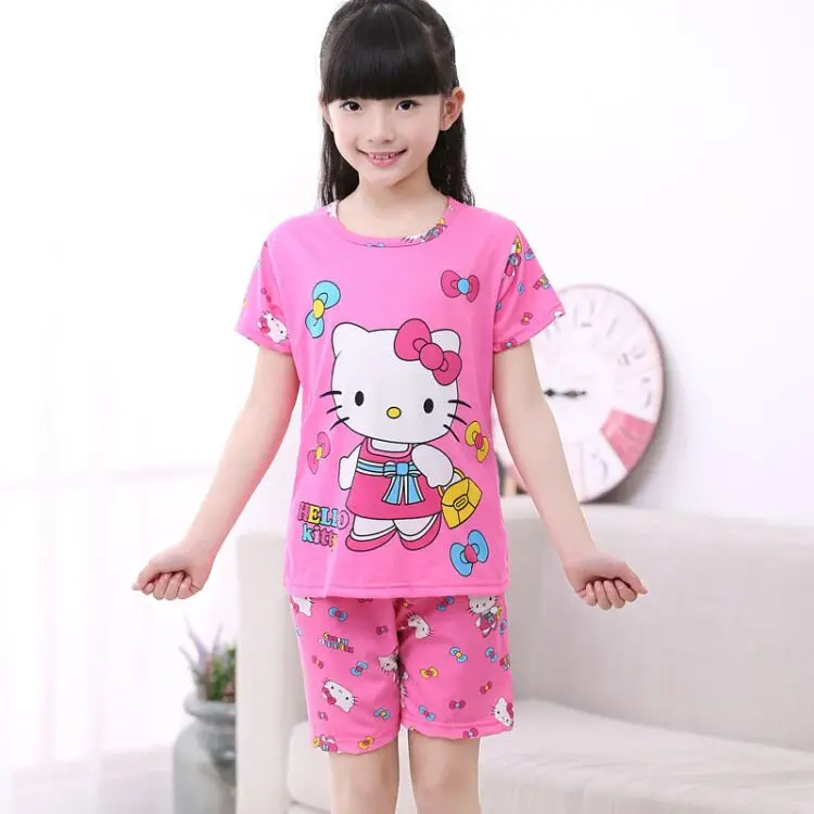 Недавно прибыл детские пижамы Детский комплект для маленьких девочек мультфильм повседневная одежда короткий рукав пижама для мальчиков летняя Домашняя одежда fhty7 - Цвет: color at picture