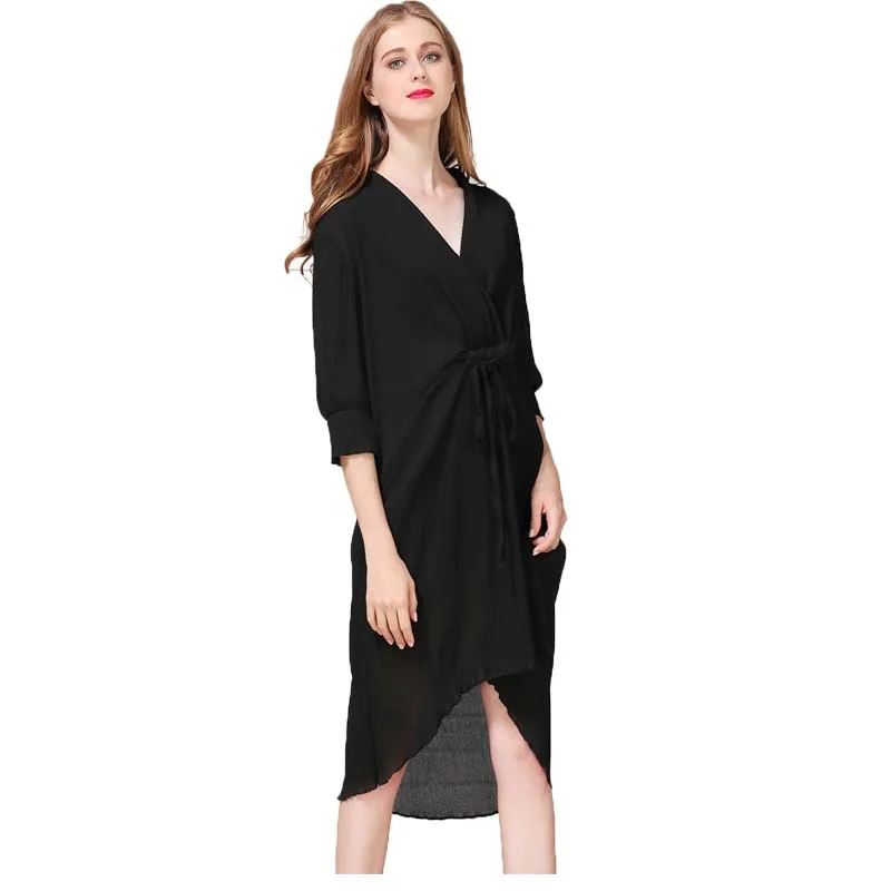 Maternity Summer Breastfeeding Dress Chiffon Half Black Nursing Dress