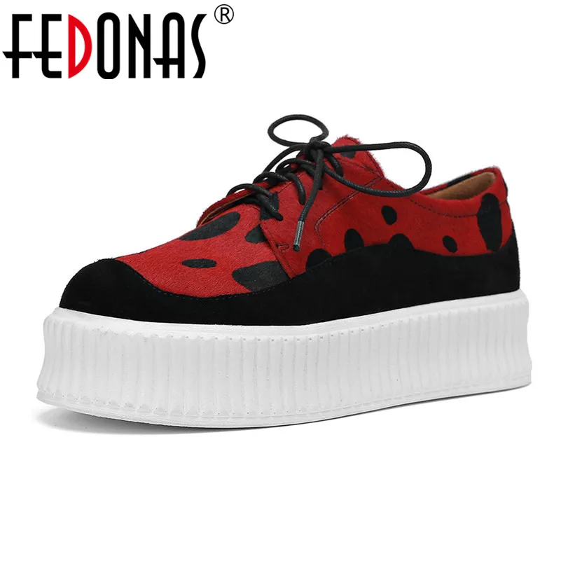 

FEDONAS Women 2019 Fashion Horsehair Polka Dot Decoration Shoes Spring Summer Office Casual Shoes Woman Basic Platforms Flats