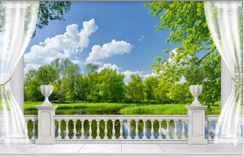 

3d wallpaper custom mural non-woven wall sticker 3d Roman column balcony lake scenery painting photo 3d wall mural wallpaper