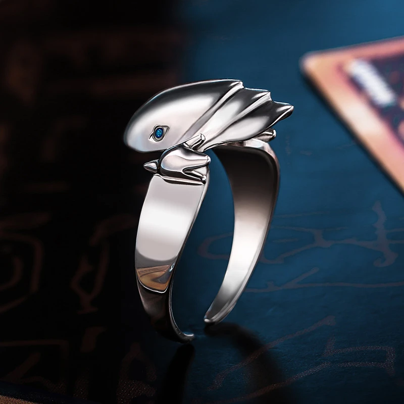 Аниме Yu-Gi-Oh! Дуэль Монстры голубые глаза белое кольцо с драконом S925 Серебряное кольцо ювелирные изделия Кайба Сето Косплей ежедневный реквизит подарок