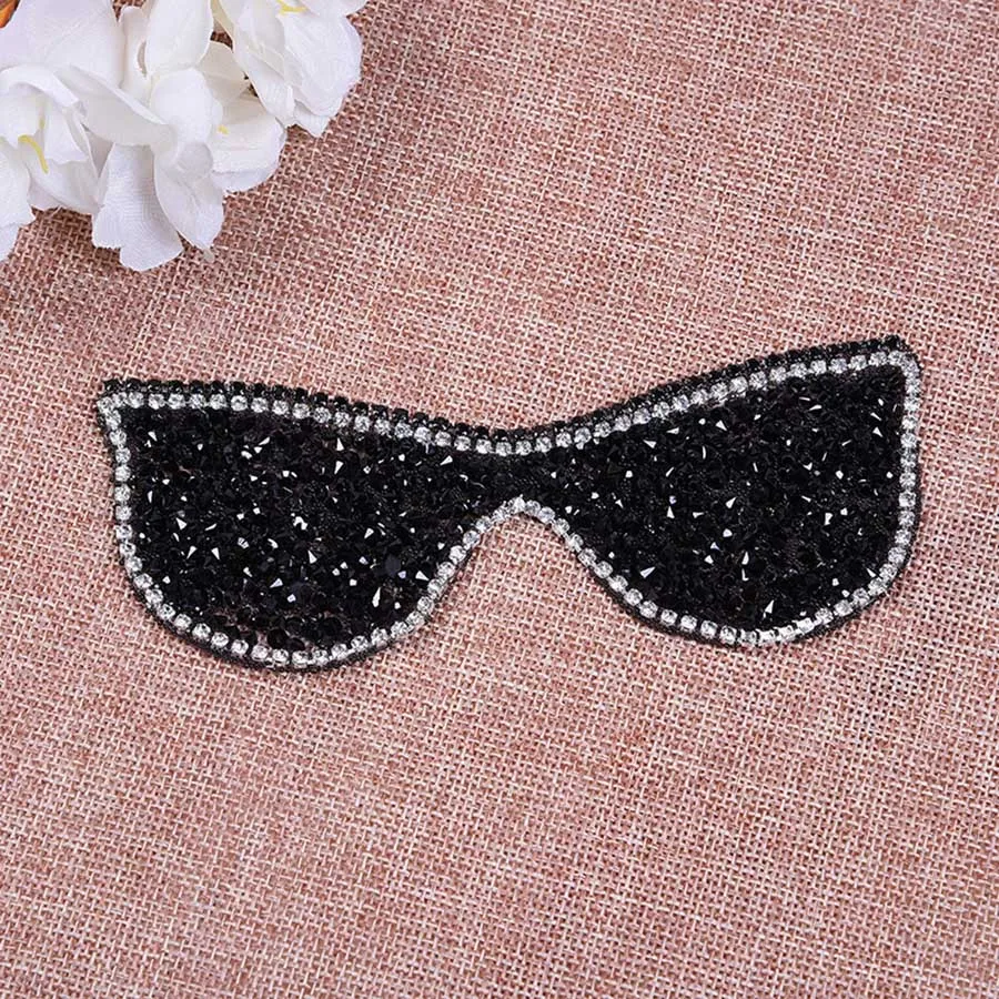 Fashion Patches For Clothes Embroidered Shiny Glasses Pattern Rhinestone Cloth Sticker Dress Jacket DIY Sewing Patch01 (5)
