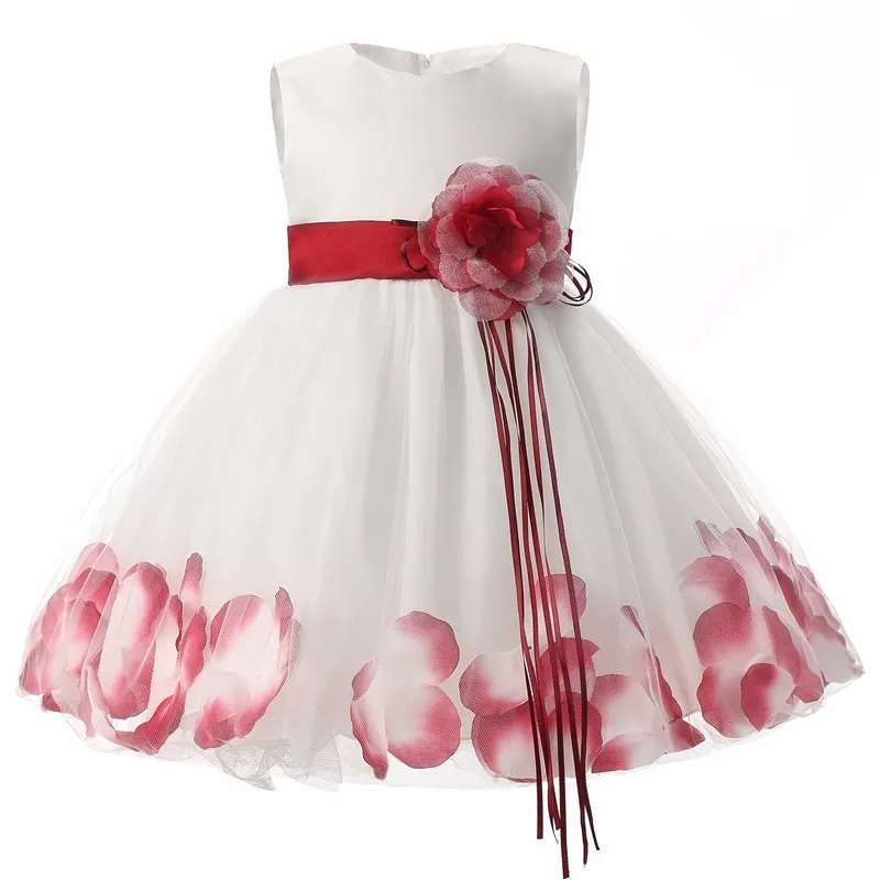 Платье на день рождения для новорожденных девочек 1 год платье на крестины из тюля с лепестками для маленьких девочек праздничные платья принцессы для маленьких девочек, 2 года - Цвет: C00239