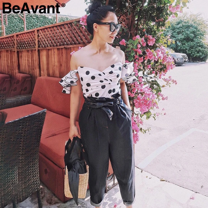 BeAvant Off shoulder slash neck sexy blouse Shirt women polka dot ruffle summer blouse 2018 NEW butterfly sleeve chic blouse top BeAvant Off shoulder slash neck sexy blouse Shirt women polka dot ruffle summer blouse 2018 NEW butterfly sleeve chic blouse top