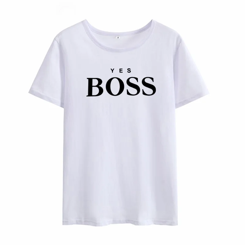 Yes Boss, футболка с коротким рукавом, женская футболка, летняя, Camisetas Mujer, с коротким рукавом, футболки, хлопок, Женская Повседневная футболка, Femme