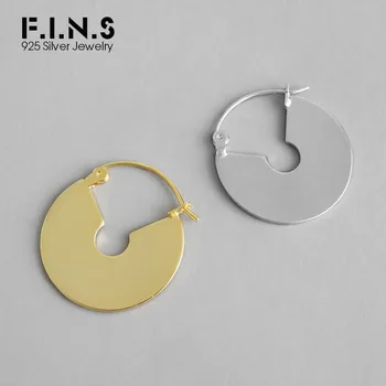 

F.I.N.S Pure 925 Sterling Silver Earrings for Women Big Statement Earrings Gold Color Circle Round Drop Earrings Fine Jewelry
