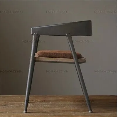 Iron bars do the old retro dinette antique wood chair parlor chair back