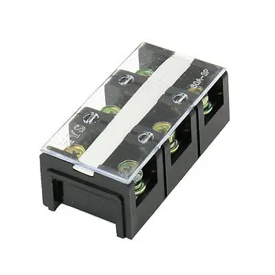 

600V 60A Dual Row 3 Positions Barrier Screw Terminal Block Black
