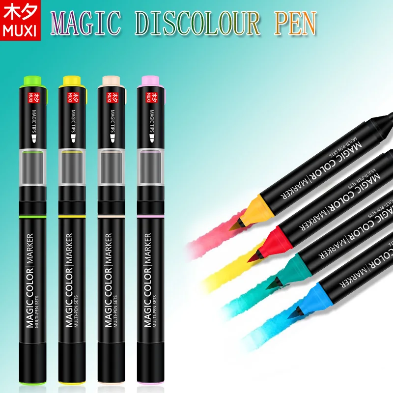 

MUXI Magic Discolor Marker Pens Creative Double Head Magic Color Marker Pens Multi-pen Sets For Gift School Office Art Supplies