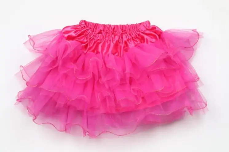 ПУШИСТЫЕ платья От 2 до 8 лет юбка-пачка из шифона, однотонные 3 откладывает юбки-пачки юбка для танцев, юбка для девочки Рождественская многослойная юбка из тюля - Цвет: Розово-красный