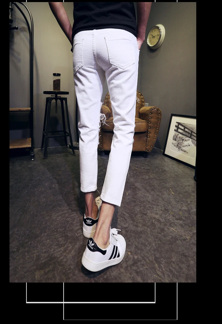 Модные летние мужские брюки, брендовые Новые повседневные обтягивающие мужские брюки, подходят ко всему, дышащие брюки для мужчин, белые