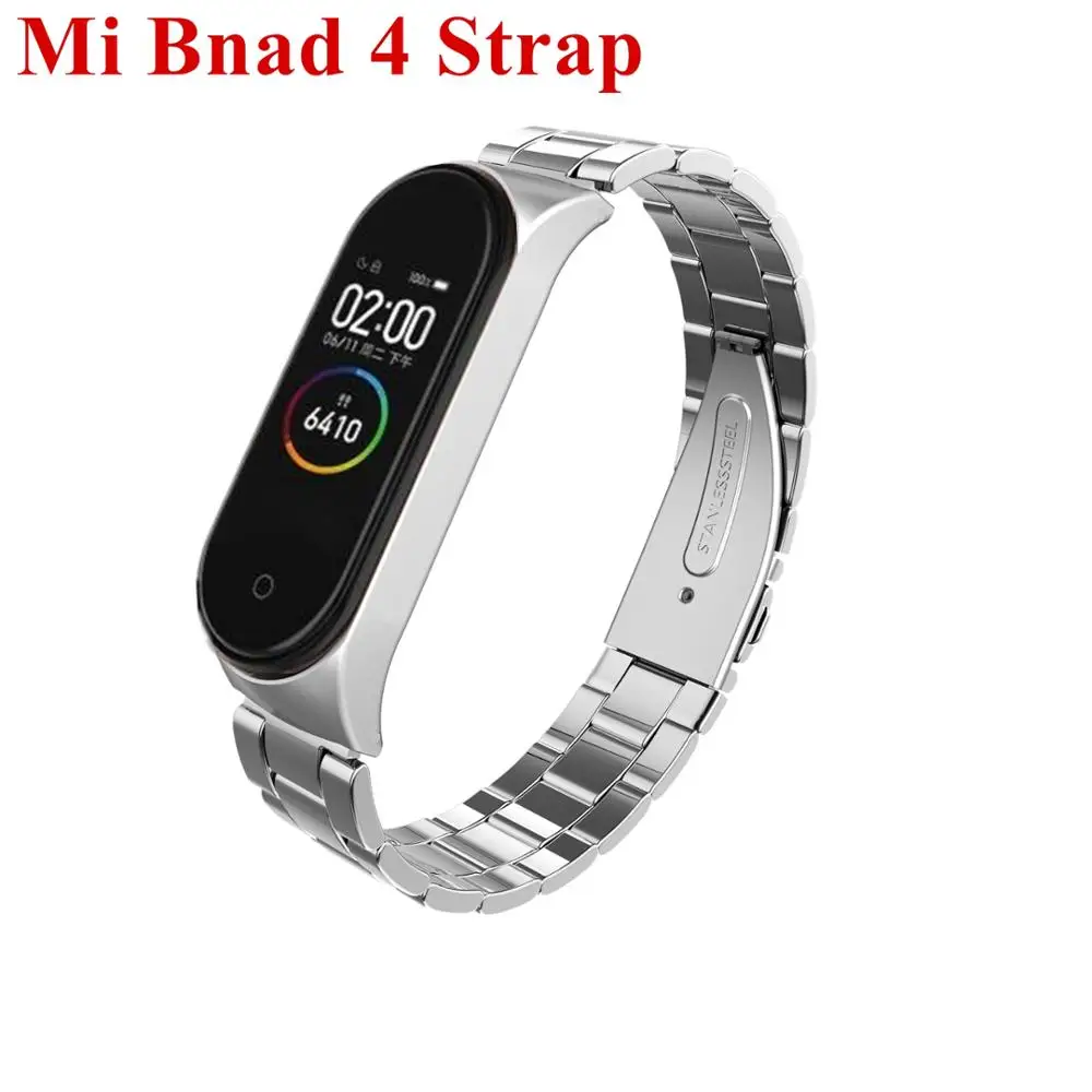 Mi Band 4 Strap Screwless Stainless Steel Bracelet Smart Band my miband 4 Replace Accessories black - 33046615603