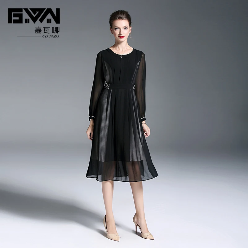 Autumn new style brand women's clothes,O Neck,long sleeves,black and