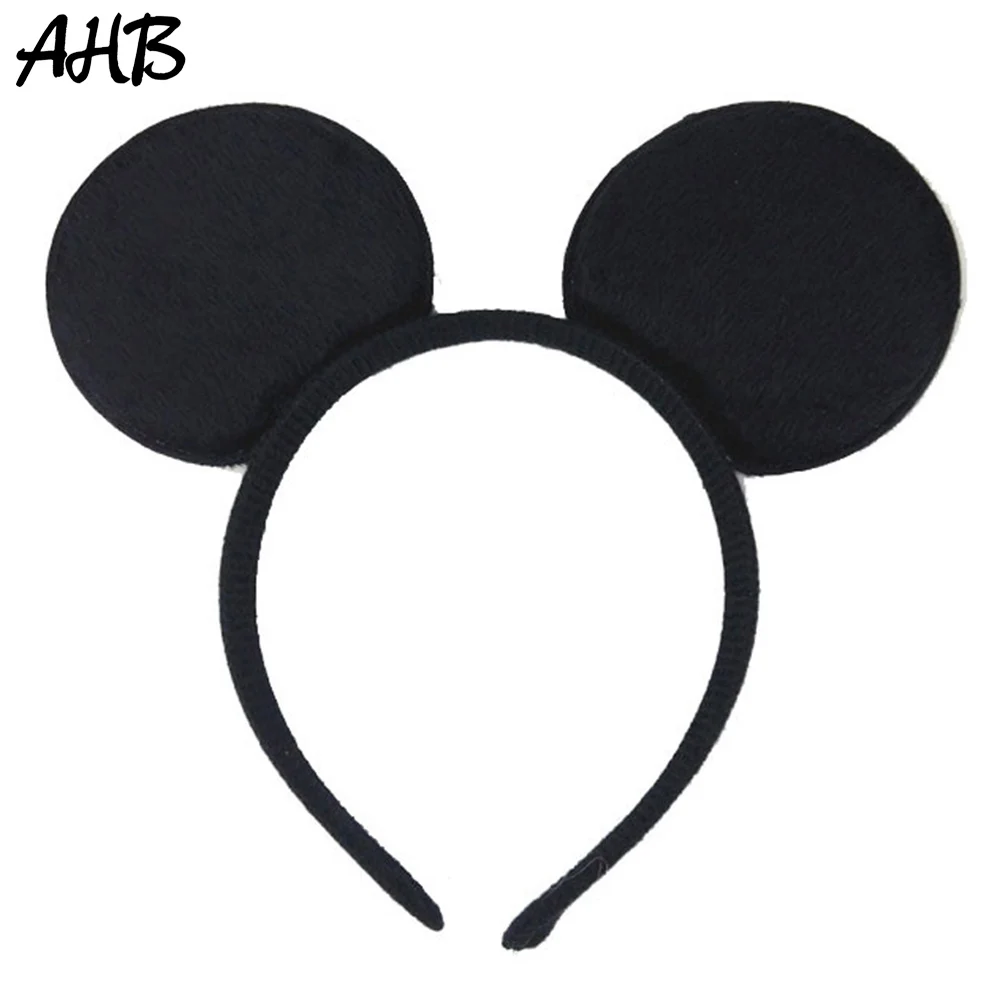 

AHB Black Mouse Ears Hairbands for Girls Handmade Solid Hair Hoop Cute Holiday Photography Props Headband Kids Hair Accessories