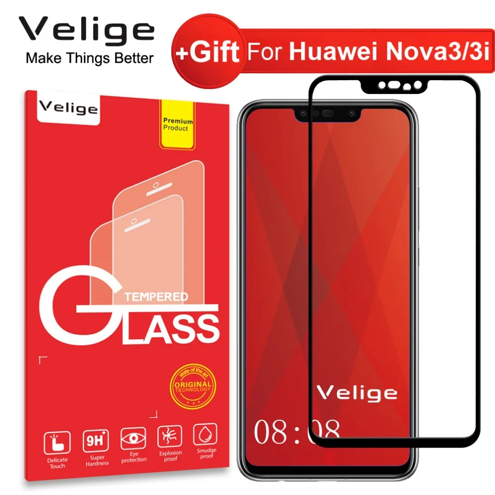 Закаленное стекло Velige 9H для Huawei Nova 3 3i Nova3 i защита экрана ультратонкая Защитная