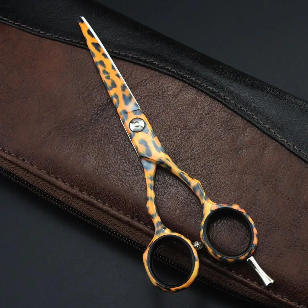 

5.5inch Professional Creative Shears Pet Grooming Leopard Scissors Haircut Supplier Instruments High-grade Straight Scissor