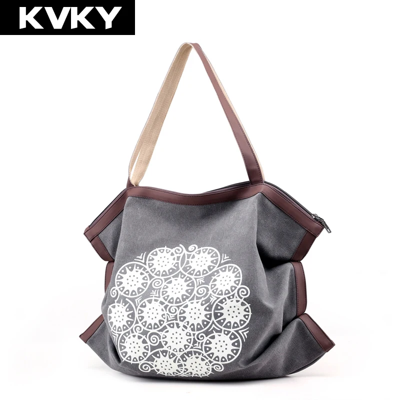 KVKY брендовая Холщовая Сумка модные женские сумки большая вместительность