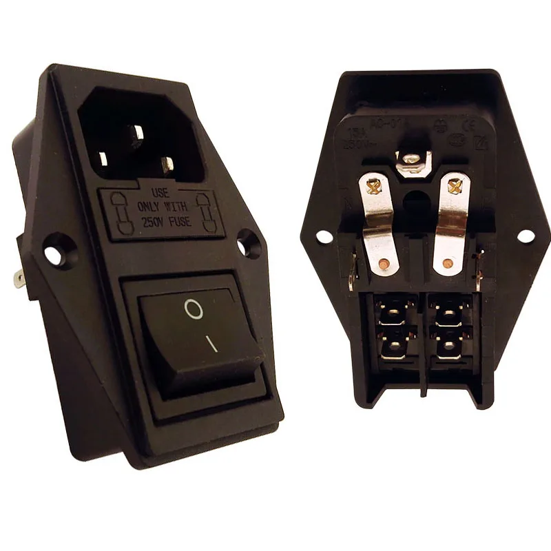 

2Pcs With Double 15A Fuse Big Power Switch AC Power Socket 15A 250V Connector Plug AC Power Outlet