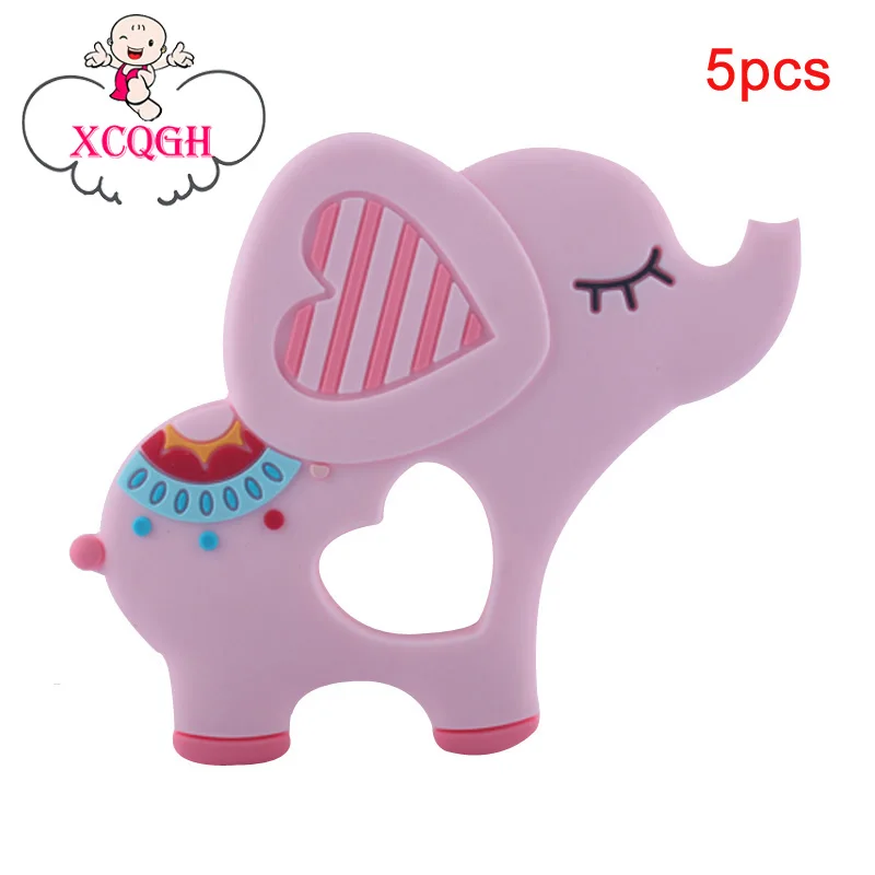 

XCOGH 5PCS Baby Teether Silicone Elephant Teether Food Grade Cute Animal Baby Teether Molar Teeth Pacifier Toys