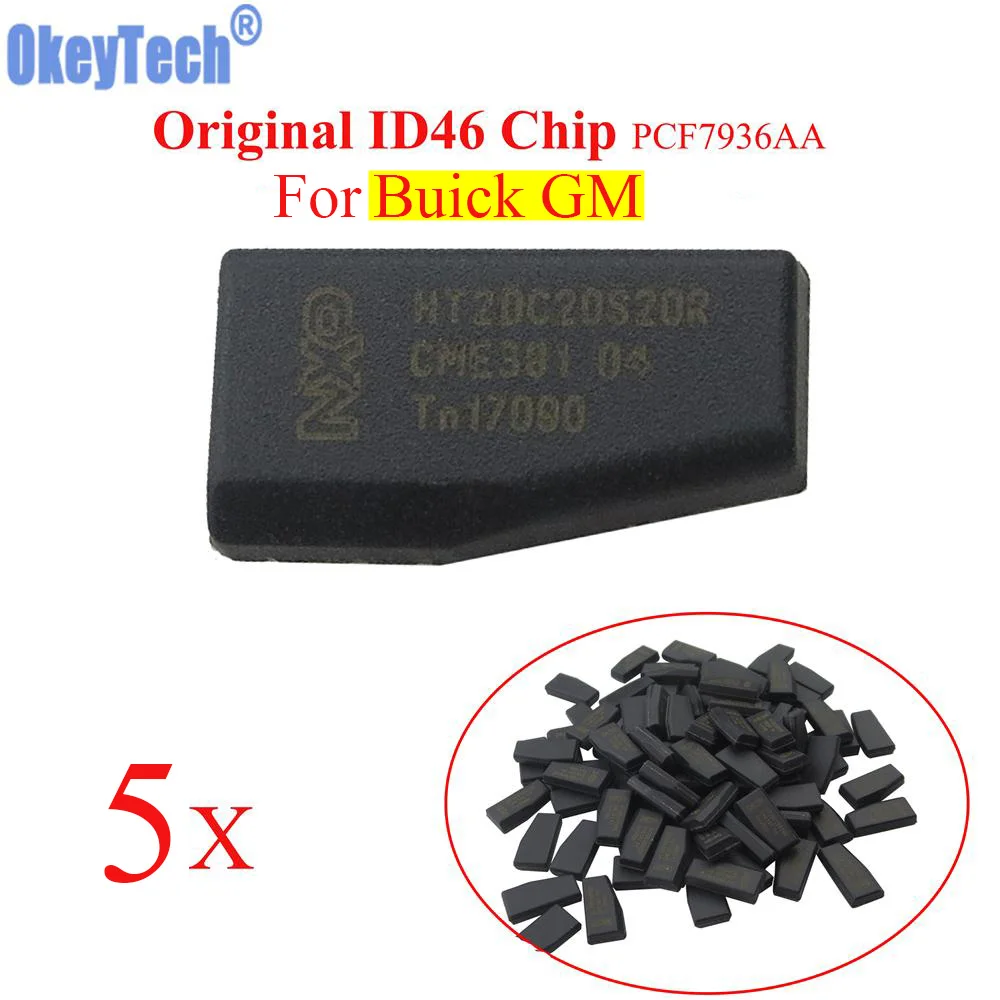 OkeyTech 5pcs lot Car Key Chip ID46 Chip for GM For Buick Auto Transponder Chip PCF7936AA Crypto Lock Carbon PCF7936AS Upgraded