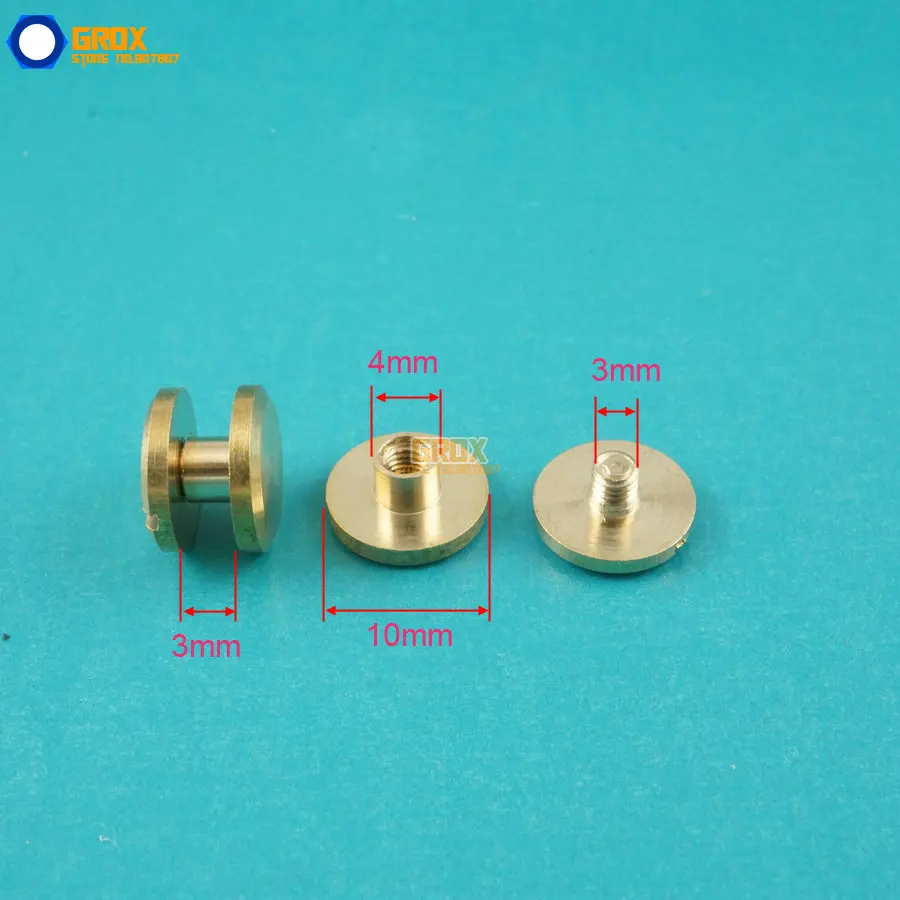 50 Set 8*9mm Solid Brass Rivet Chicago Screw for Leather Craft Cambered