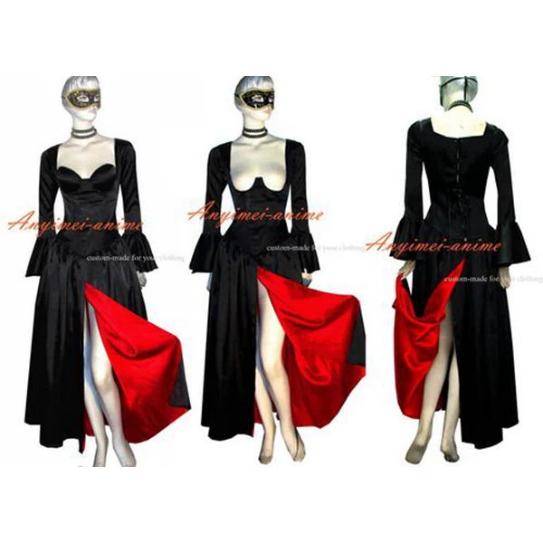 Free Shipping O Dress The Story Of O With Bra Black Satin Dress Cosplay Costume Tailor made on