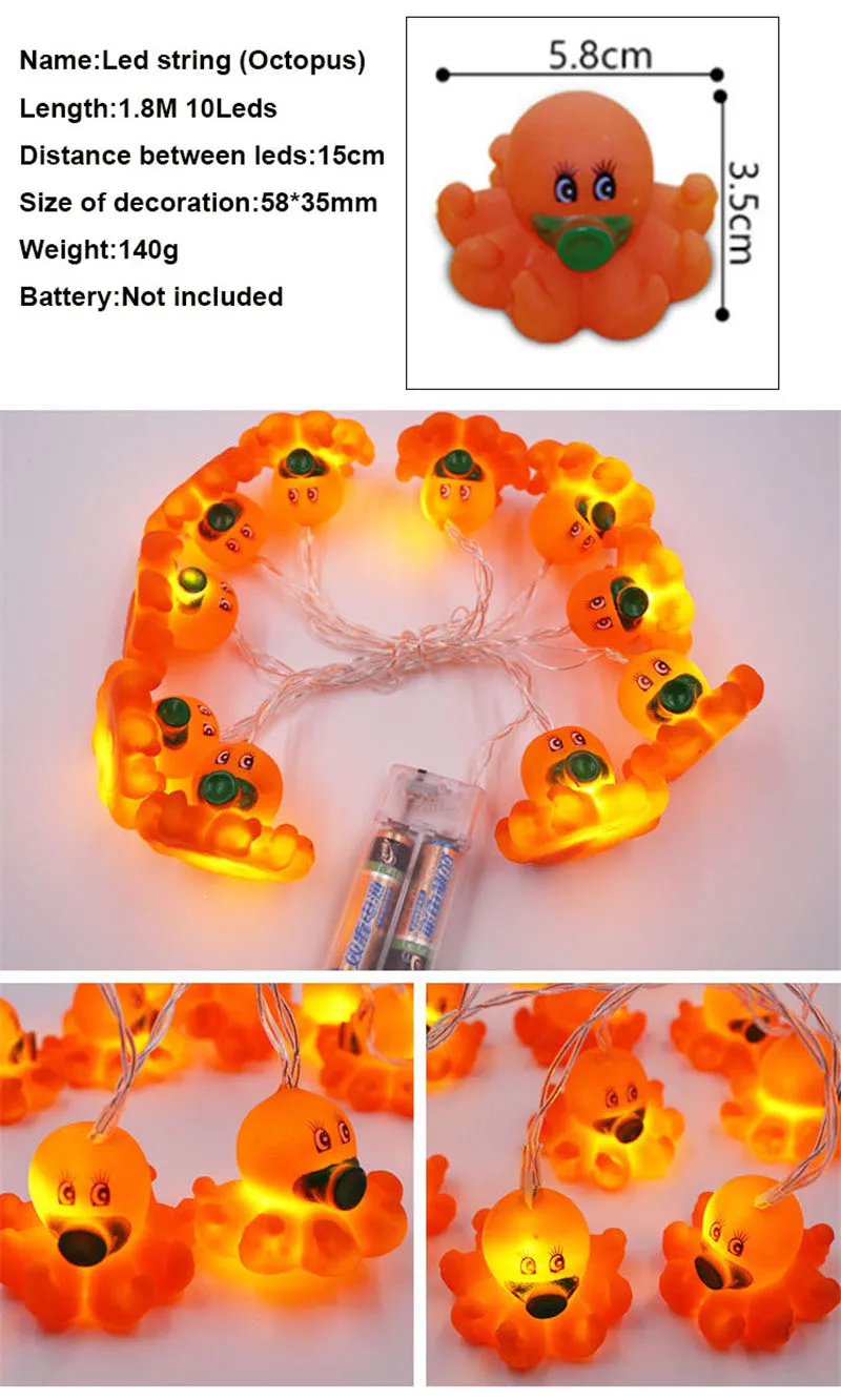 Chiclits 10 Led Cute Animal String Lights Battery Powered for IndoorOutdoor Halloween Christmas Thanksgiving Party Bedroom Decoration (37)