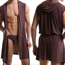 2019 New Men Robes Casual Comfortable Bathrobes Sexy Sleeveless Hooded Robe Homewear Mens Sexy Sleepwear Men Clothes 2019 New Men Robes Casual Comfortable Bathrobes Sexy Sleeveless Hooded Robe Homewear Mens Sexy Sleepwear Men Clothes