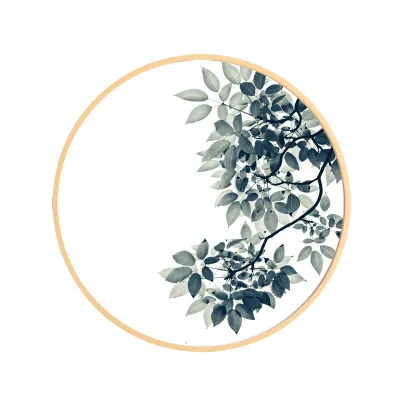 Скандинавском стиле из твердой древесины, круглая декоративная живопись, простые современные картины для гостиной, ресторан, небольшой свежий зеленый растение, фреска - Цвет: A