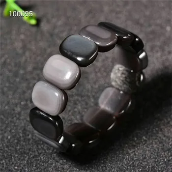 

Natural Ice Obsidian Bracelets For Women Female Stretch Rainbow Light Natural Stone Rectangle Bead Bangle Bracelet