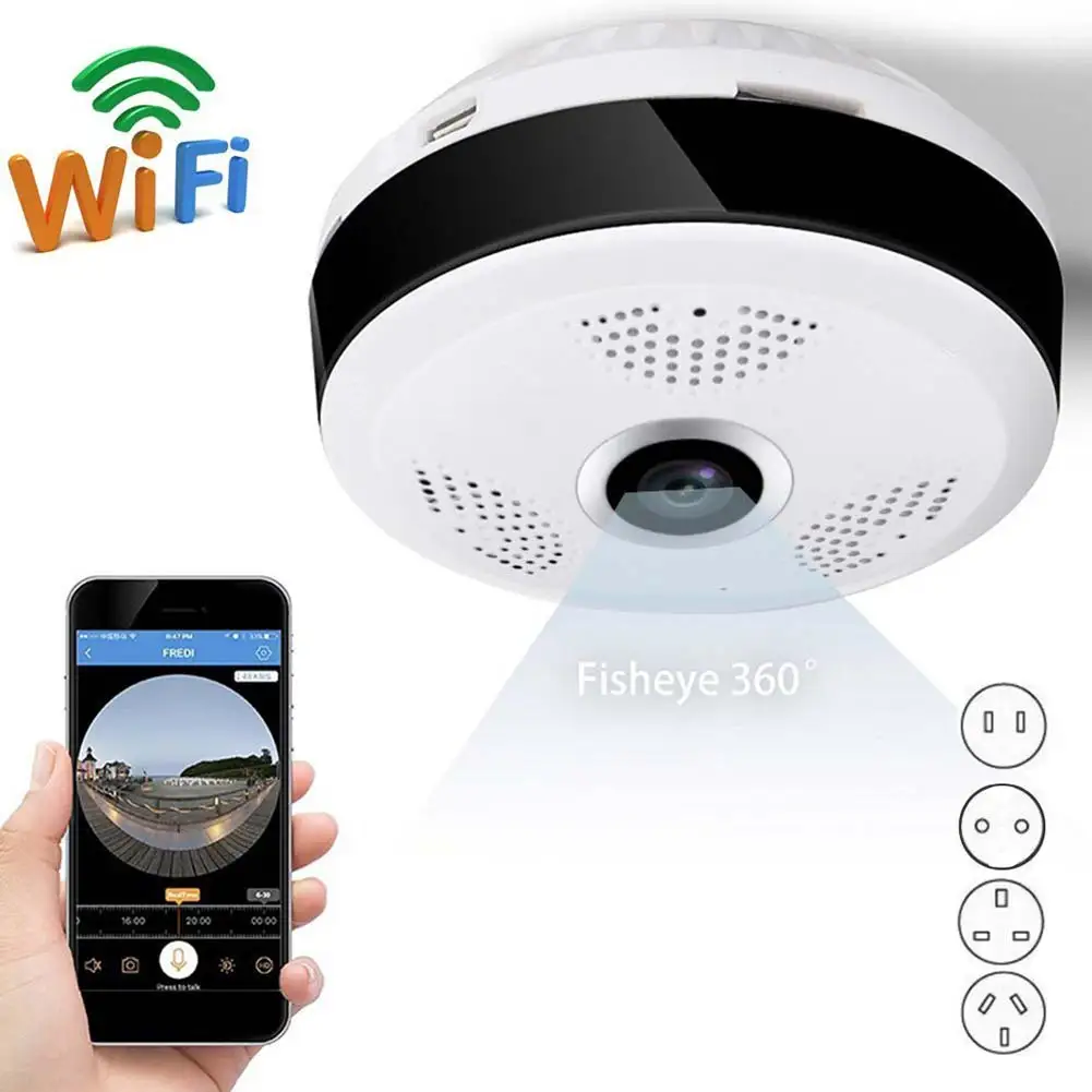 

360 Degree Panoramic Fisheye 3D Wireless Wifi 2.4GHZ IP Camera Wide Angle IR Night Motion Detection Home Security Cam LCC77