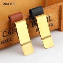 Metal brass pen clip holder for Vintage genuine leather traveler notebook cowhide diary spiral loose leaf accessory memo clip