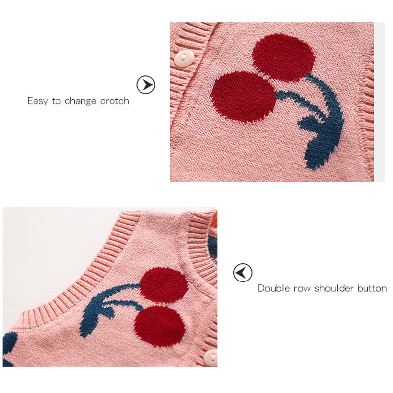 Cherry Baby Sweater Vest Toddler Kids Boys Girls Crochet Tops Cotton Soft Comfortable O-Neck Button Closure for Spring Autumn (7)