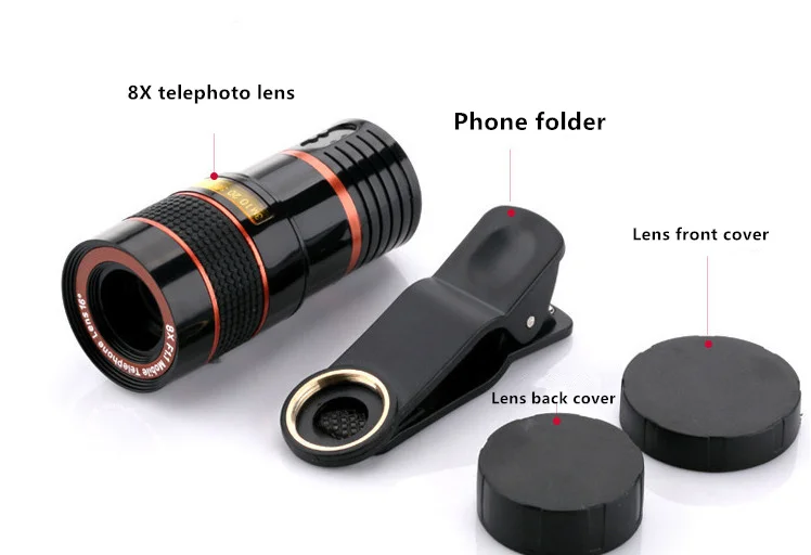 Universal 8X8 Optical Zoom Telescope Camera Lens Clip Mobile Phone Telescope Binoculars For iPhone6 Samsung HTC Huawei Xiaomi