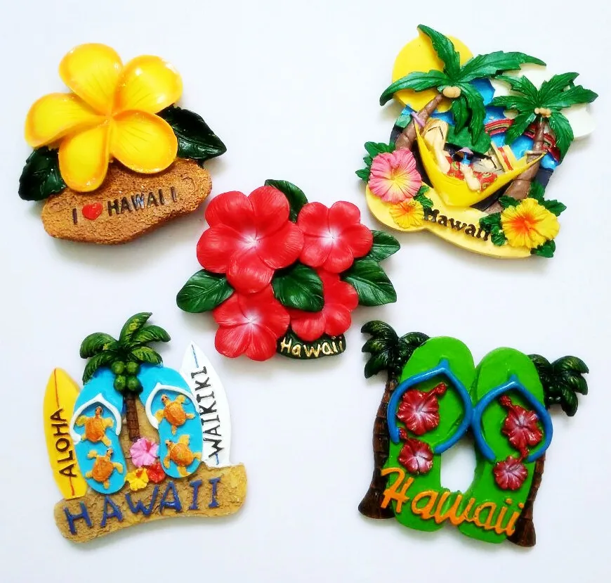 Handmade Painted Hawaii Surfboard Sandals Resin 3D Fridge