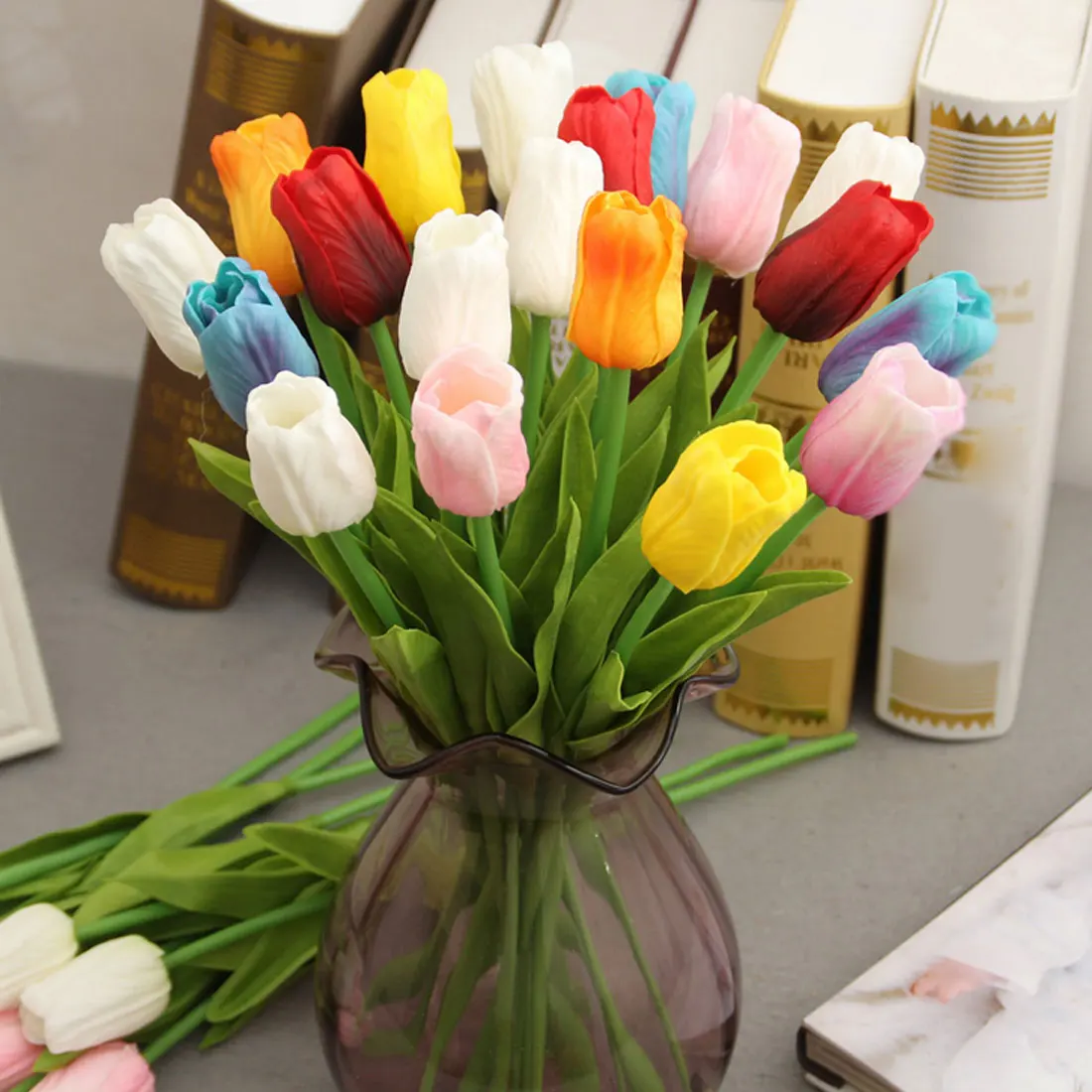 

Artificial Silk Flowers 10pcs/lot Pu Mini Tulip Flower Real Touch Flower Bouquet for Wedding Decoration Tulip flowers