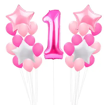 FENGRISE 25pcs 1st Birthday Balloons Blue Pink Foil Balloons Baby First Birthday Decoration One Year Birthday Kids Party Decor