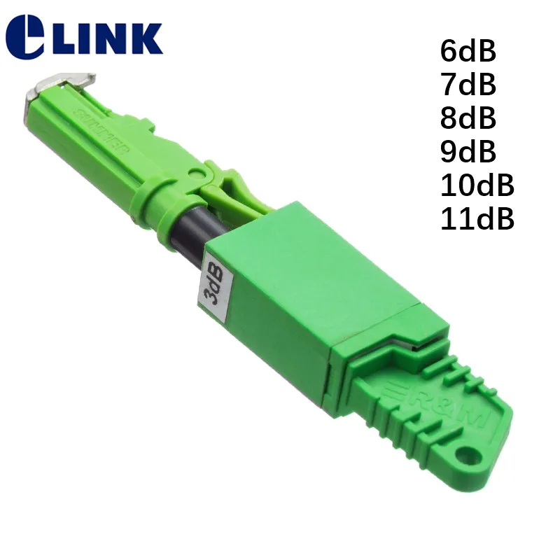 

E2000 APC FM attenuator fiber optic female to male ftth 6db 7db 8db 9db 10db 11db green ftth E2K optical attenuator high quality