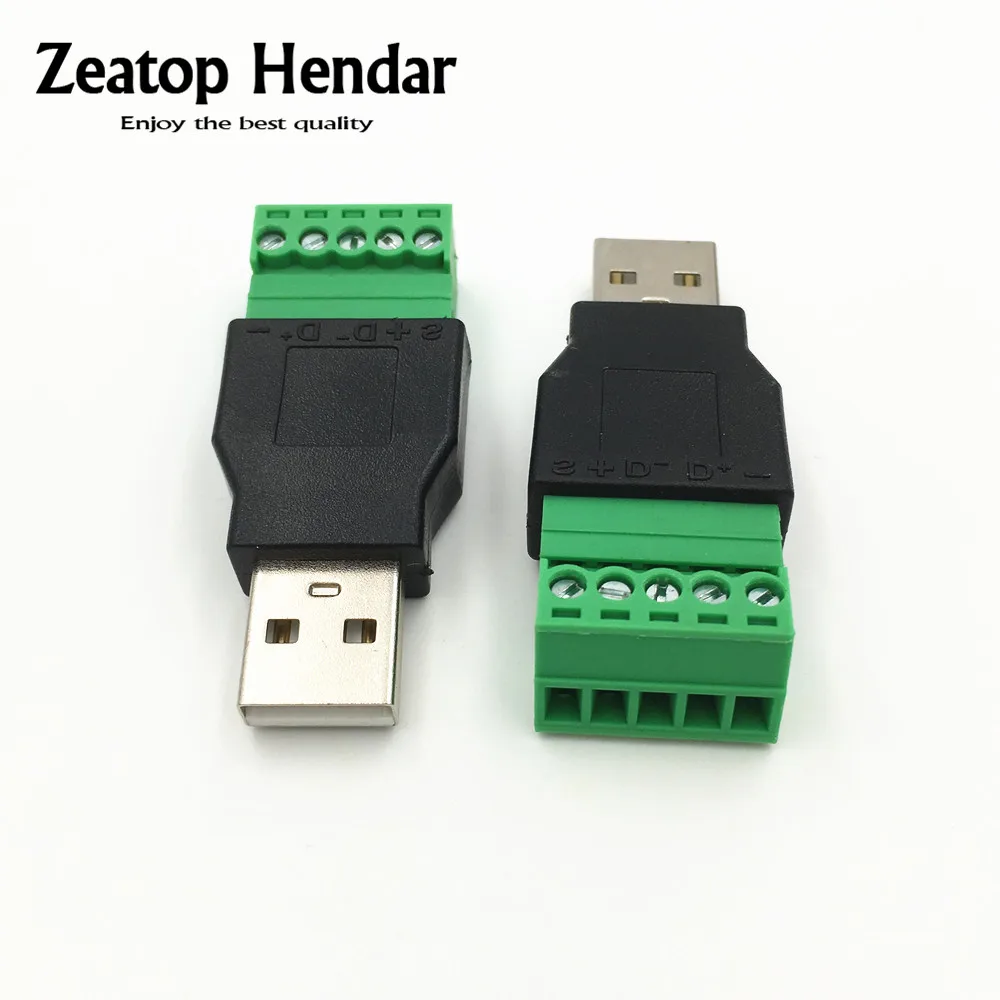 

1Pcs USB 2.0 A Male to 5 Pin Screw Connector USB Jack with Shield USB2.0 Type to Screw Terminal Plug