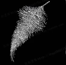 Feather crystal stone hot fix rhinestone transfer designs,strass hot fix rhinestone iron on motifs for t shirt dance dress cloth