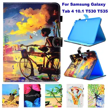 

Fashion Pattern Tablet PC Wallet Card Slot Case for Samsung Galaxy Tab 4 10.1 T530 T535 Case Stand Flip Cover coque para capa
