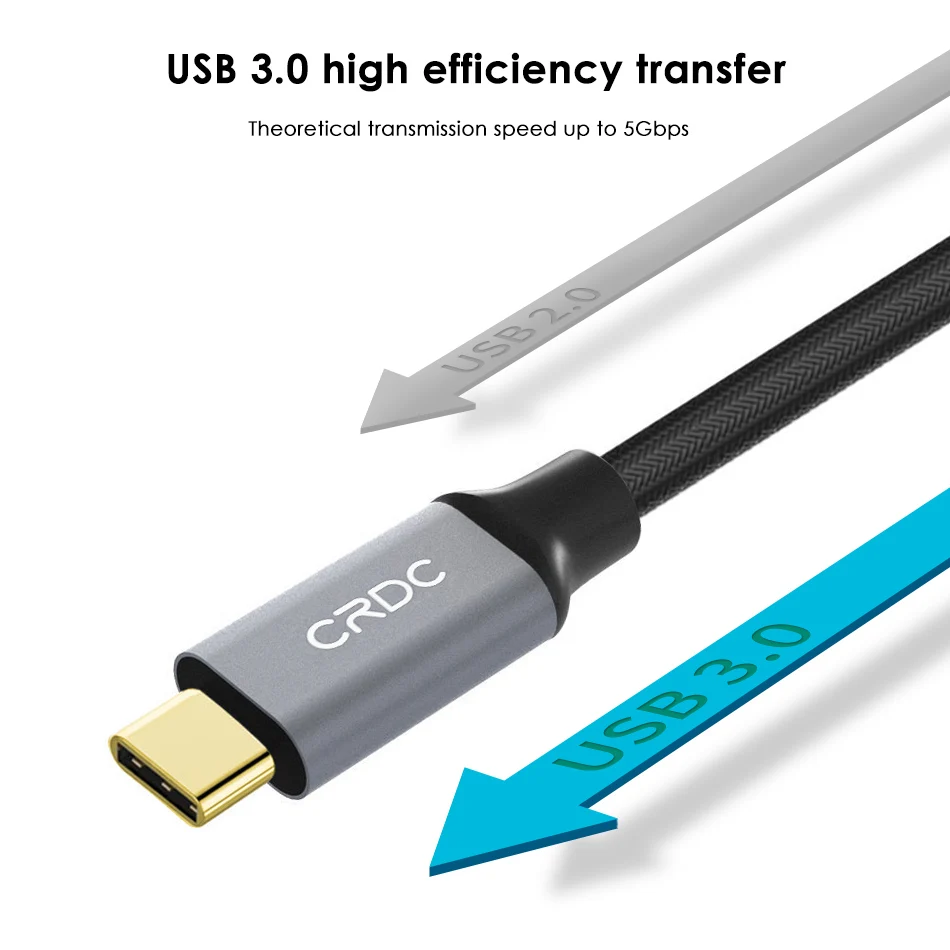 CRDC 3A usb type C кабель нейлон USB C кабель передачи данных для быстрой зарядки для Xiaomi Mi5 samsung Galaxy S8 Nexus 5X6 P OnePlus 2 USB-C кабель