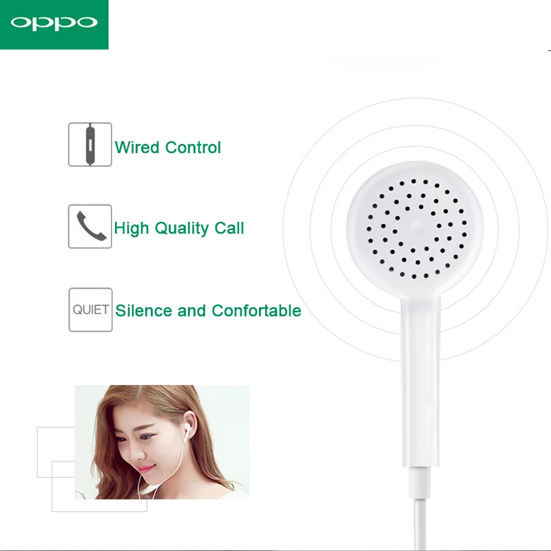 Оригинальные наушники вкладыши OPPO R9 с разъемом 3 5 мм проводным контроллером в