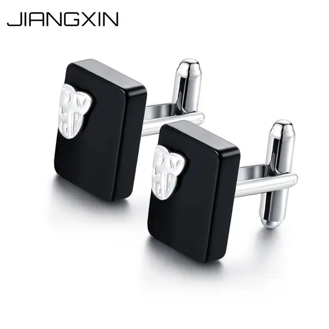 Jiangxin Men S 925 Sterling Silver Black Gemstone Cufflinks Vintage Jiangxin Men S 925 Sterling Silver Black Gemstone Cufflinks Vintage Business Fine Jewelry Nice Gift Husband Father