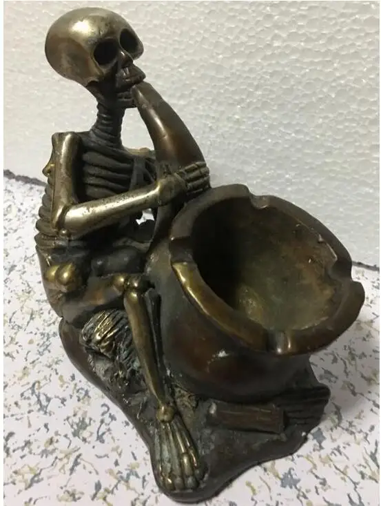 007049 Chinese Antique Style Lucky Bronze statue ashtray skull Sculpture | Дом и сад