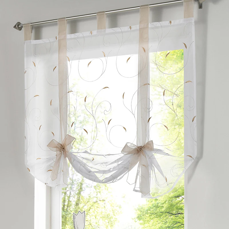 

Simple All-match Embroidered Window Floral Short Curtains Roman Blinds For Living Room Fashion Kitchen Tulle Curtain Door Louver