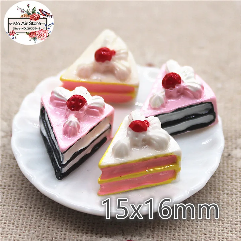 

10pcs strawberry cake Resin Flat back Cabochon Miniature Food Art Supply Decoration Charm Craft 15mm