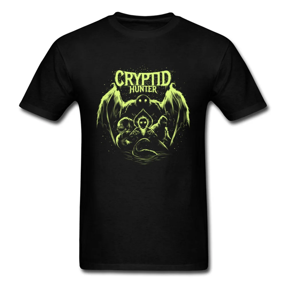 Cryptid Hunter Summer/Fall Cotton Round Collar Tops & Tees Short Sleeve Casual T Shirt Designer Casual T-shirts Cryptid Hunter black