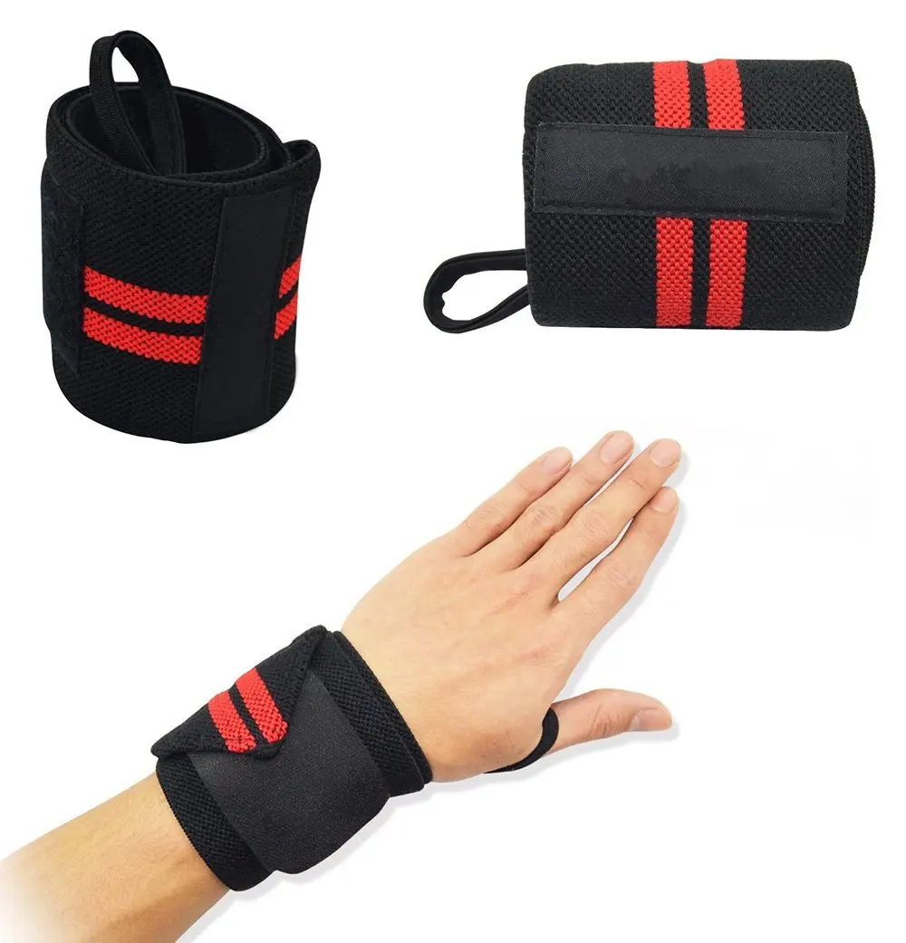 Wrist Wraps for Weightlifting/Crossfit/Powerlifting/Bodybuilding Black/Red 