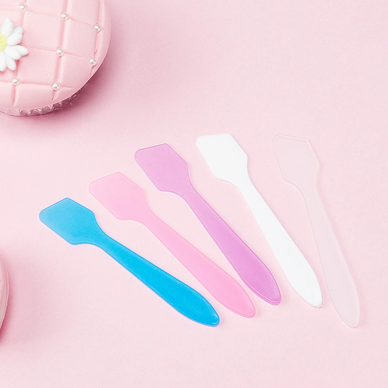 

100pcs Mini Cosmetic Spatula Scoop Disposable Mask transparent/white/pink/purple/blue Plastic Spoon Makeup Maquillage Tools